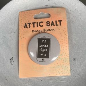 🌺4/25$🌺 Tinder Swipe Pin “ I’d Swipe Right 4 U” Pin Brooch NWT